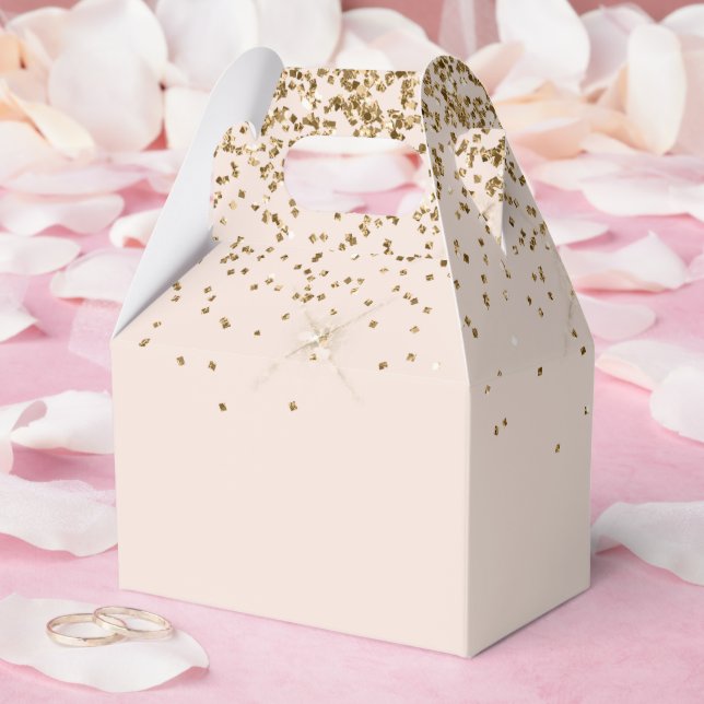 Peach Blush Gold Glam Glitter Favor Boxes (Wedding)