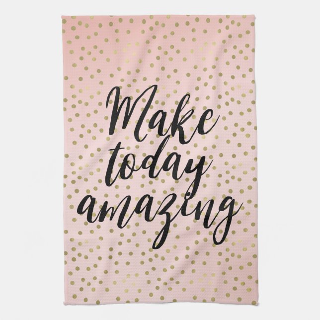 Peach Blush Gold Inspirational Amazing Kitchen Towel (Vertical)