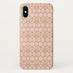 Peach Blush & Gold Modern Boho Geometric Glam iPhone X Case