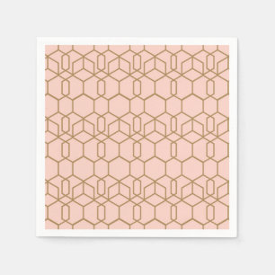 Peach Blush & Gold Modern Boho Geometric Glam Napkins