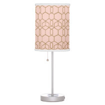 Peach Blush & Gold Modern Boho Geometric Glam Table Lamp