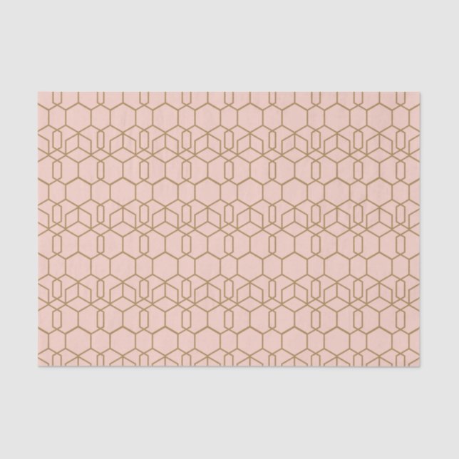 Peach Blush & Gold Modern Boho Geometric Glam Tissue Paper (Front)