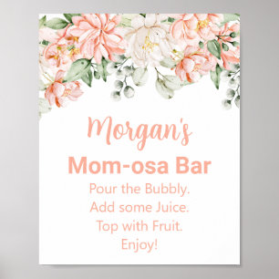Peach Blush Ivory Baby Shower Mom-osa Bar Sign