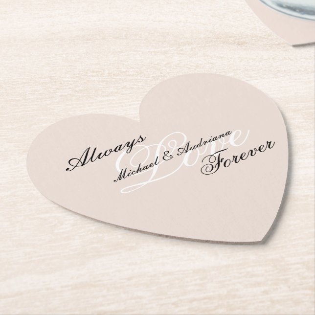Peach Blush Love Always Wedding Paper Coaster (Angled)