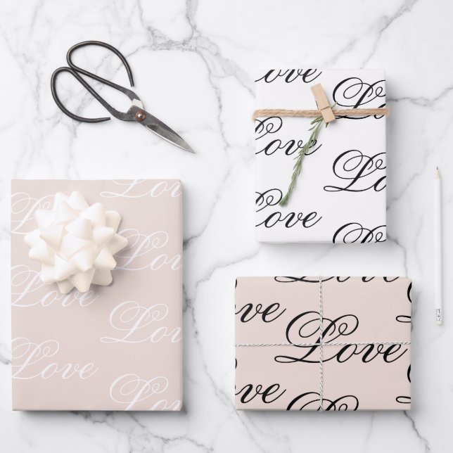 Peach Blush Love Always Wedding Wrapping Paper Sheets (Front)