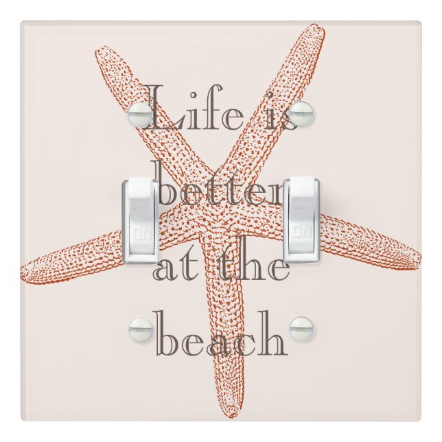 Peach Blush Orange Beach Starfish  Light Switch Cover (In Situ)