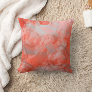 Peach Blush Pink Coral Red Rounded Art Circles Throw Pillow