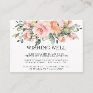 Peach Blush Pink Floral Wedding Wishing Well Enclosure Card