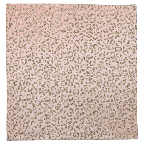 Peach Blush Pink Glitter Gold Leopard Print       Cloth Napkin