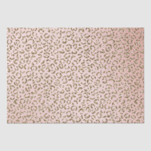 Peach Blush Pink Glitter Gold Leopard Print Tissue Paper