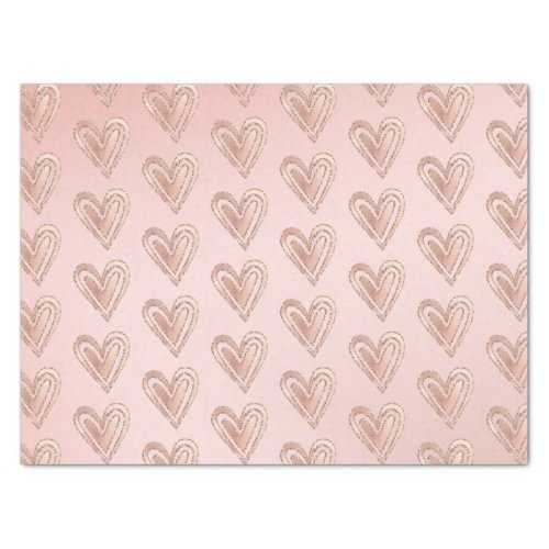 Peach Blush Pink Glitter Hearts Tissue Paper