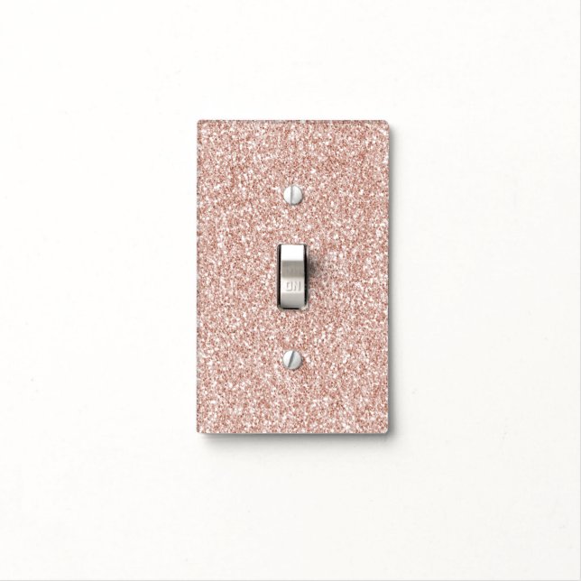 Peach Blush Pink Glitter Light Switch Cover (In Situ)