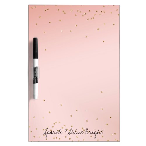 Peach Blush Pink Ombre Gold Glitter Confetti     Dry Erase Board