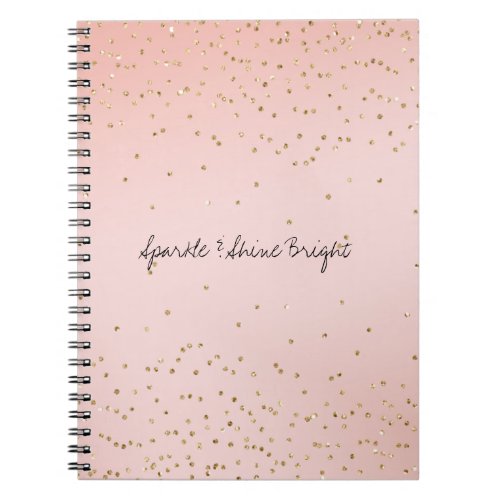 Peach Blush Pink Ombre Gold Glitter Confetti      Notebook