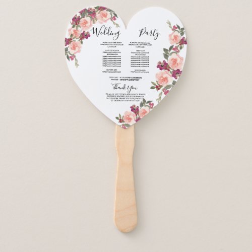 Peach Blush Pink Watercolor Roses Wedding Ceremony Hand Fan