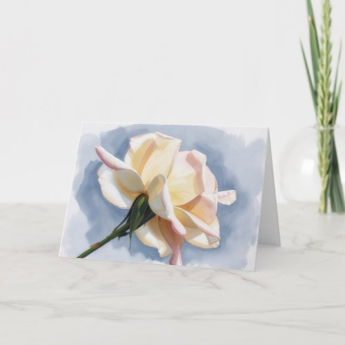 Peach Blush Rose Flower Art Note Card