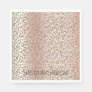 Peach Blush Rose Gold Glitter Leopard Print     Napkins