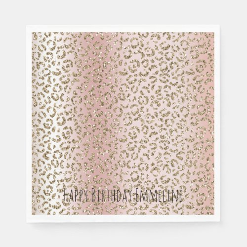 Peach Blush Rose Gold Glitter Leopard Print     Napkins