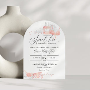 Peach Blush Spoil Her Lingerie Bridal Shower Arch Invitation