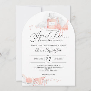 Peach Blush Spoil Her Lingerie Bridal Shower Arch Invitation