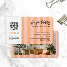 Peach Blush Stripes QR Code Photo Social Media