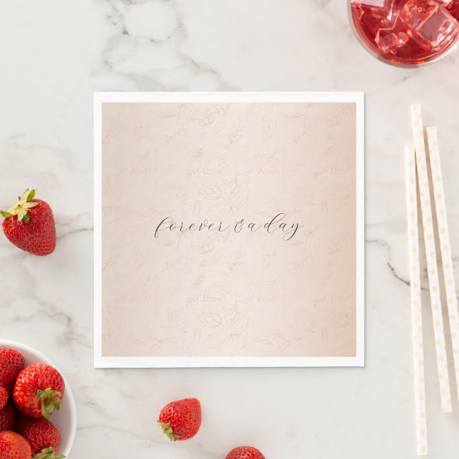 Peach Blush Subtle Floral Bridal Shower Napkins (Insitu)