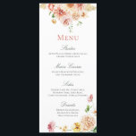 Peach Blush Summer Floral Romantic Bridal Shower Menu<br><div class="desc">Peach Blush Summer Floral Romantic Bridal Shower Menu</div>