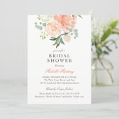 Peach Blush Watercolor Floral Bridal Shower Invitation (Standing Front)