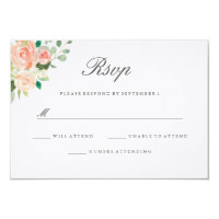 Peach Blush Watercolor Floral Wedding RSVP Card