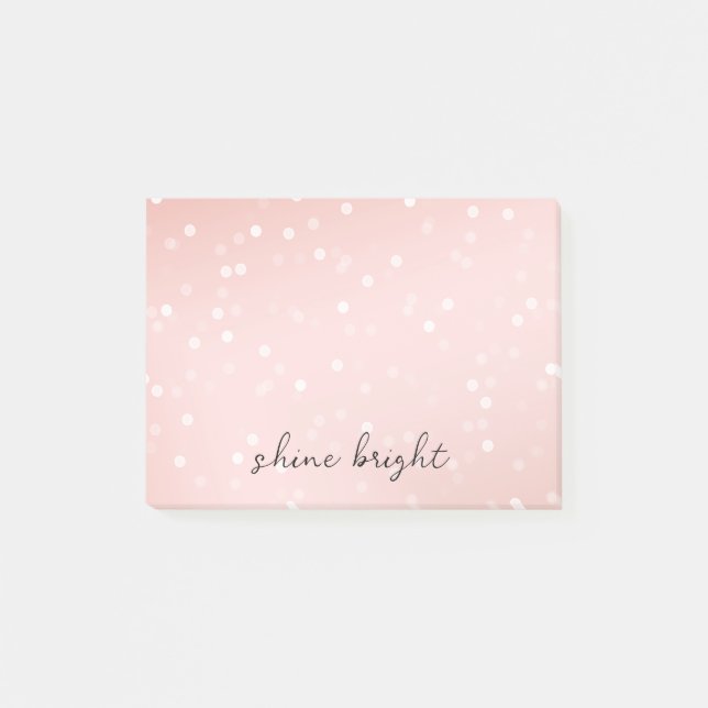 Peach Blush White Bokeh Confetti Post-it Notes (Front)