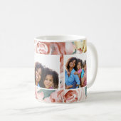 Peach Blush with Floral Three Photo Collage Coffee Mug (Front Right)