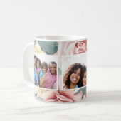 Peach Blush with Floral Three Photo Collage Coffee Mug (Front Left)
