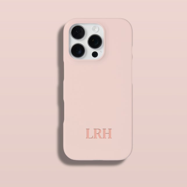 Peach Boho Double Layer Simple Initial Monogram  Iphone Case (Peachy blush tones popular monogrammed iphone case)