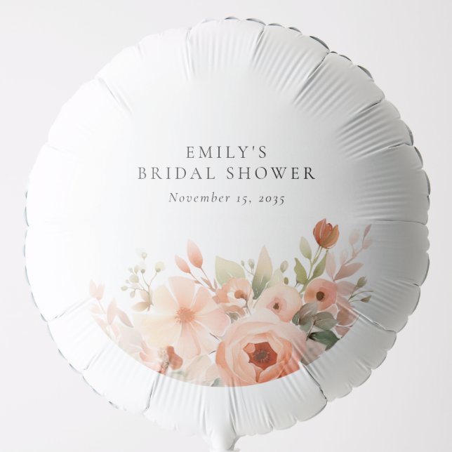 Peach Boho Floral Bridal Shower Balloon (Front)