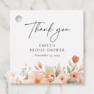 Peach Boho Floral Bridal Shower Favor Tags