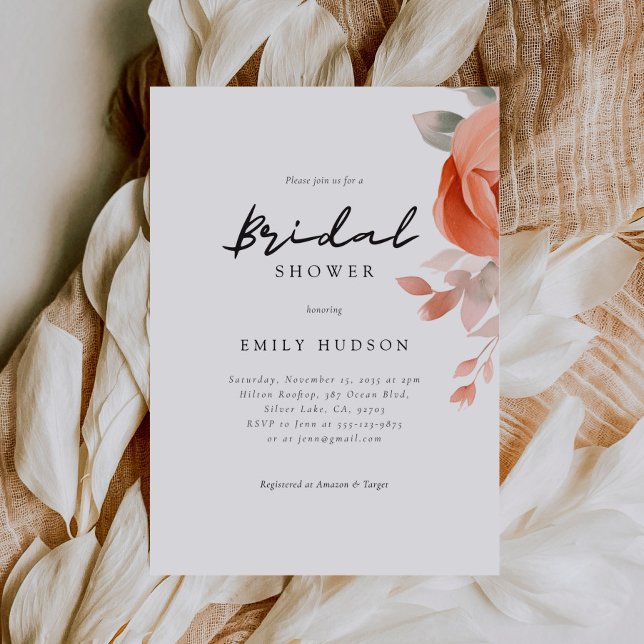 Peach Boho Floral Bridal Shower Invitation (Creator Uploaded)