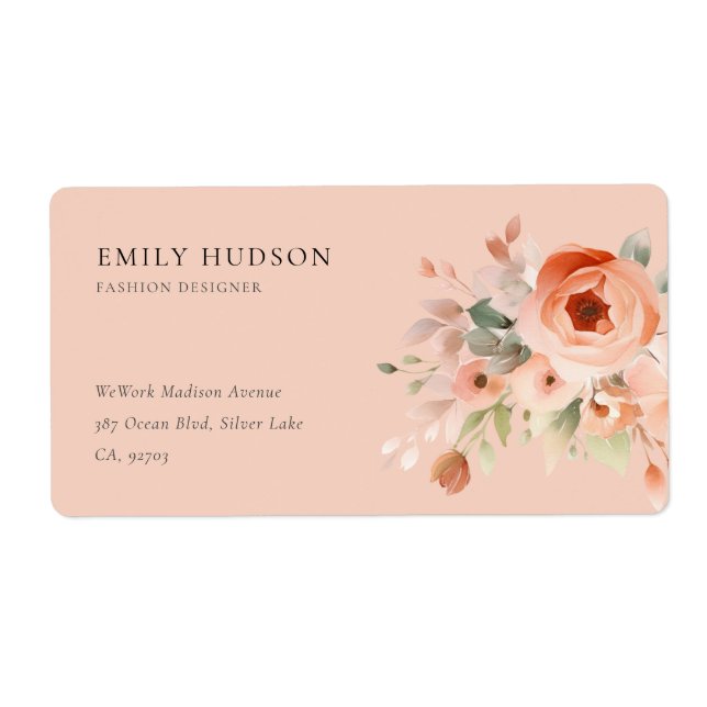 Peach Boho Floral Label (Front)