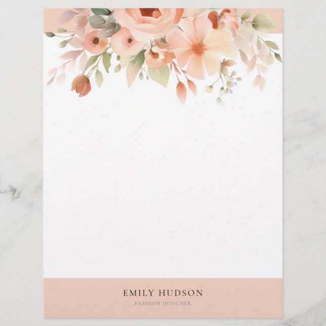 Peach Boho Floral Letterhead (Front)