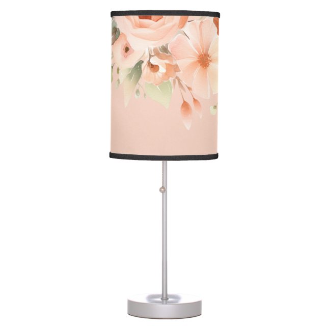 Peach Boho Floral Table Lamp (Front)