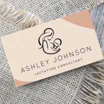 Peach Boho Lactation Consultant Breastfeeding Business Card