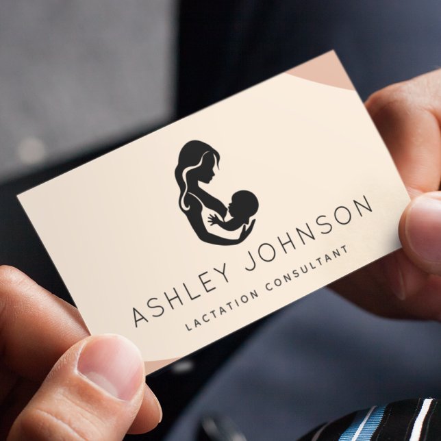 Peach Boho Lactation Consultant Mother Silhouette Business Card (Creator Uploaded)