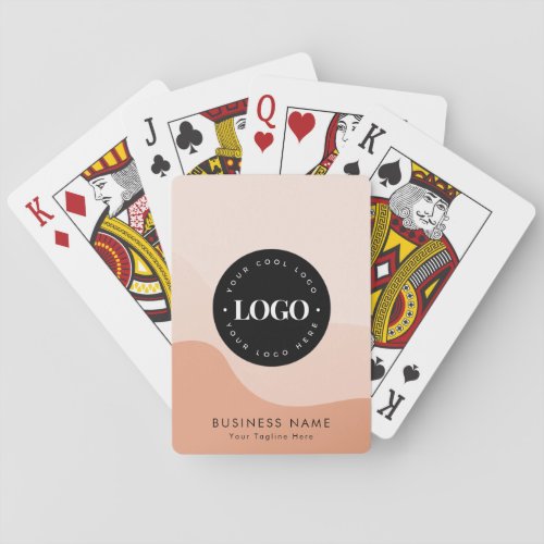 Peach Boho Waves Custom Business Company Logo Poker Cards