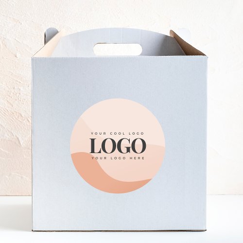 Peach Boho Your Custom Business Logo Promotional Classic Round Sticker