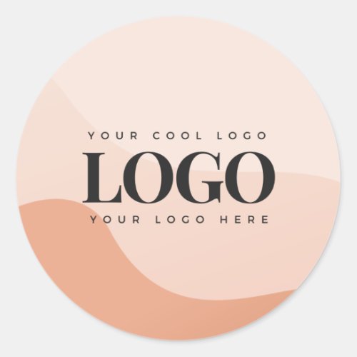 Peach Boho Your Custom Business Logo Promotional Classic Round Sticker