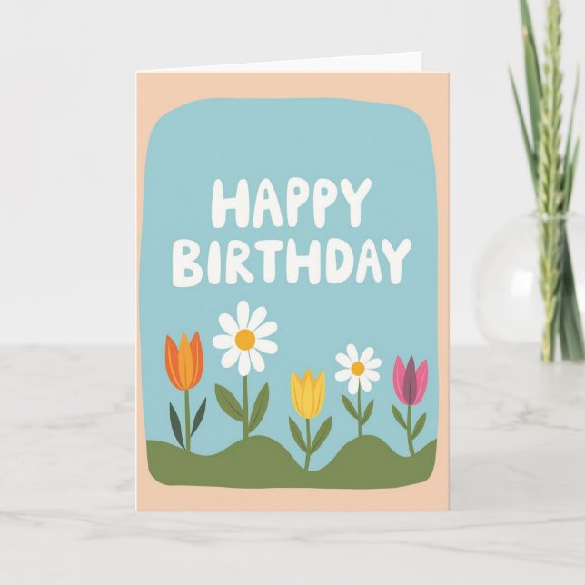 Peach Border Birthday Card (Front)
