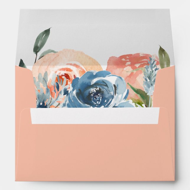 Peach Botanical Personalized Return Address Envelope (Back (Bottom))