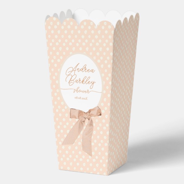 Peach Bow Baby Shower Favor Boxes (Front)