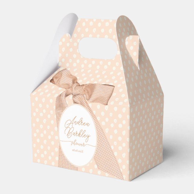 Peach Bow Baby Shower Favor Boxes (Front Side)