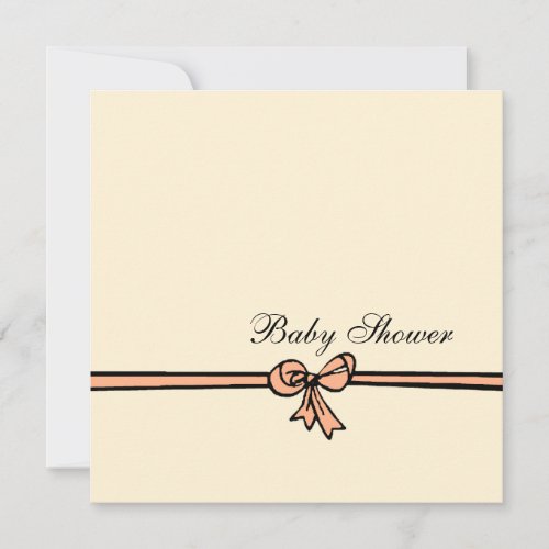 Peach Bow-Baby Shower Personalized Invitation