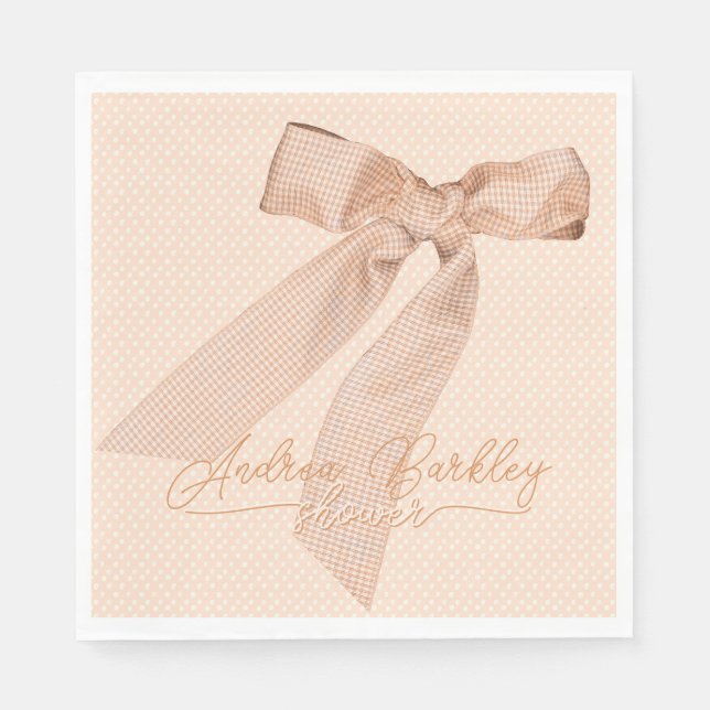 Peach Bow Baby Shower Napkins (Front)